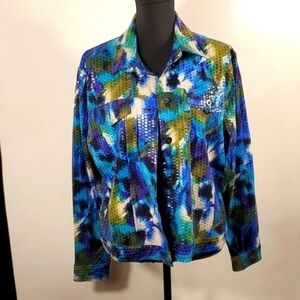 Notations Multicolor Shiny Jacket - Size Large - Vibrant Evening Blazer
